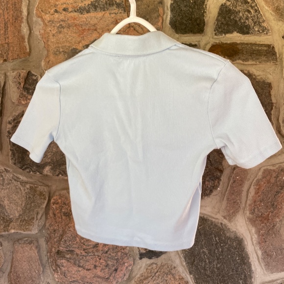 Blue V-neck collared T-shirt - Picture 3 of 3